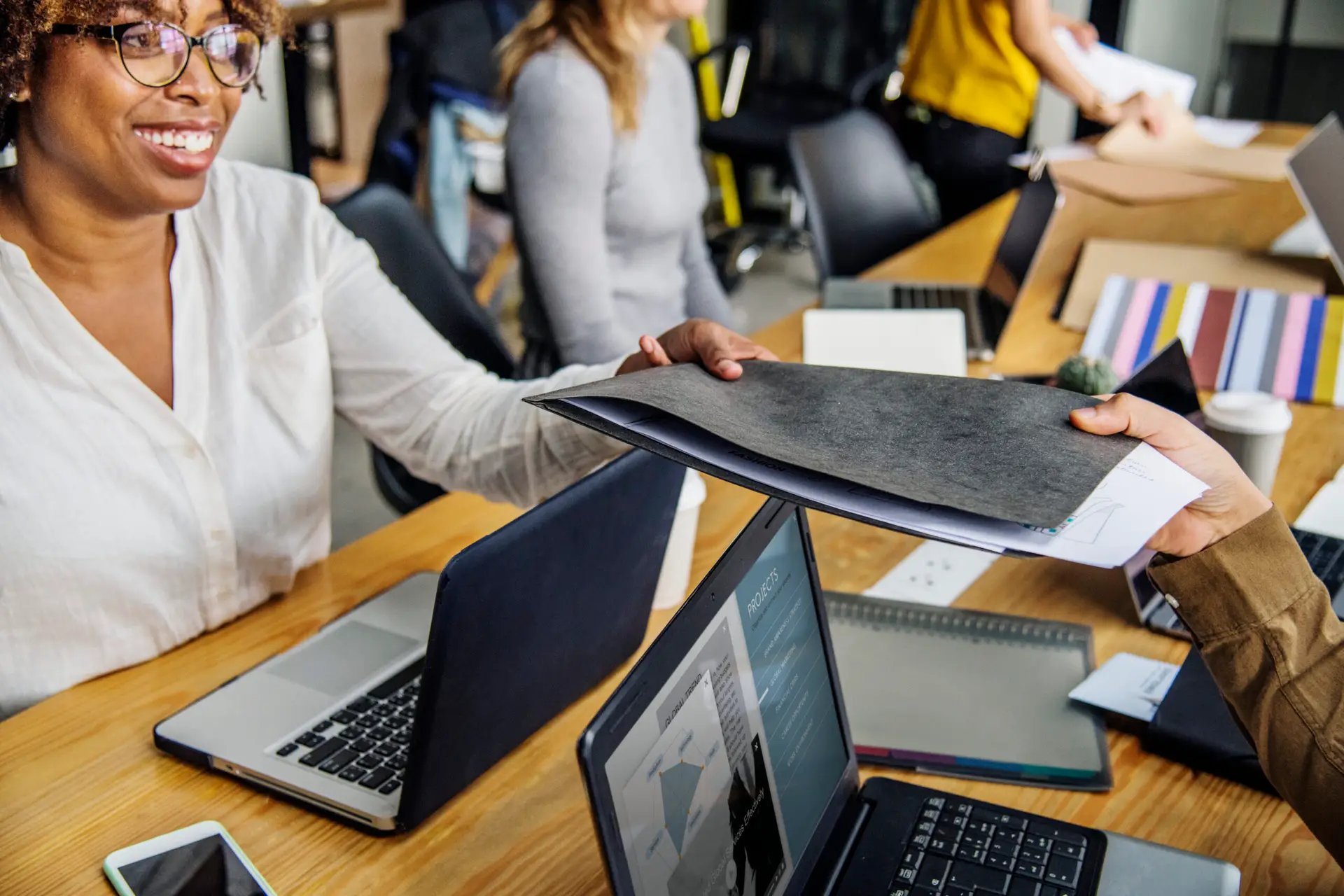 diverse people working office